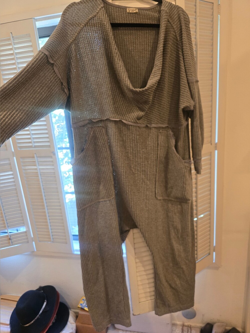 Free People Cozy Cowl-Neck Jumpsuit in  Gray